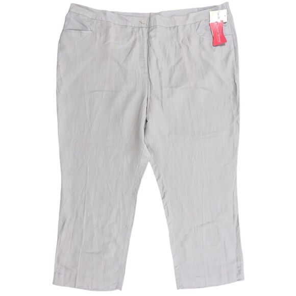 Maggie Barnes Straight Leg Pants‎ Women Size 32W Gray Linen Blend Secret Slimmer - Picture 1 of 11
